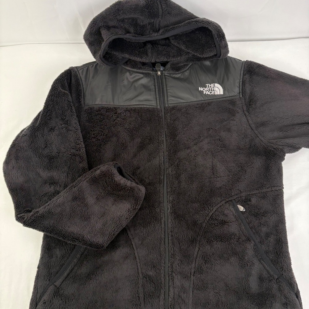 The North Face Osito Black High Pile Fleece Hooded Full Zip Jacket Womens Medium